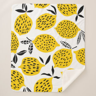 Couverture Sherpa Fruits de citron : design vintage et transparent.