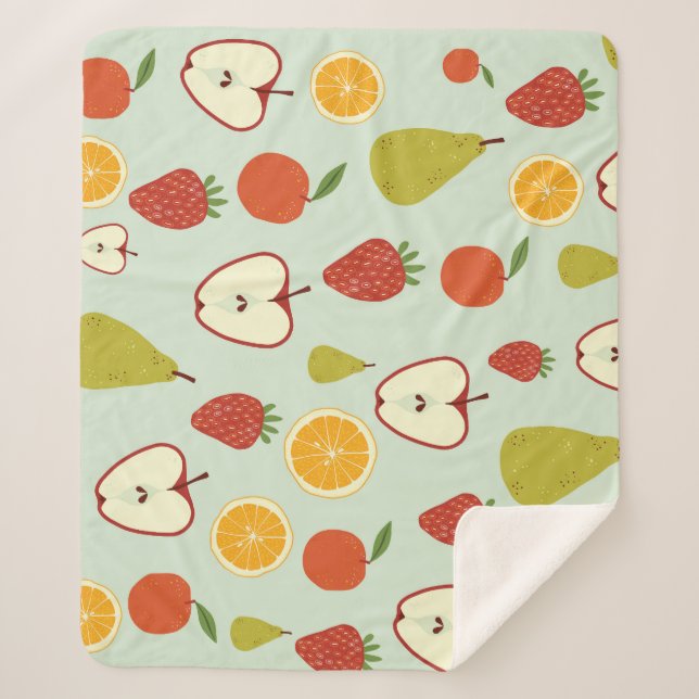 Couverture Sherpa Fruits frais : Vibrant Motif sans joint (Devant)