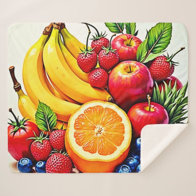 Couverture Sherpa Fruits frais vibreux, délice design (Devant (Horizontal))