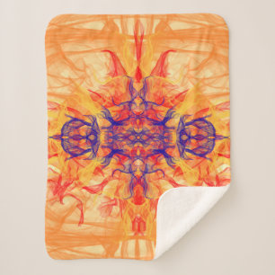 Couverture Sherpa FUMÉE ORANGE - Art Fractal - Blanche Sherpa