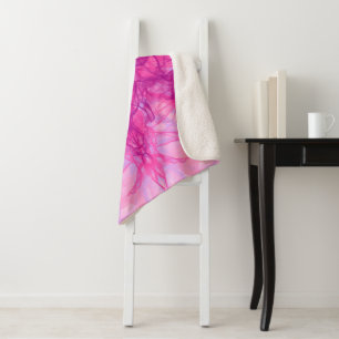 Couverture Sherpa FUMÉE ROSE - Art fractal moderne et abstrait -