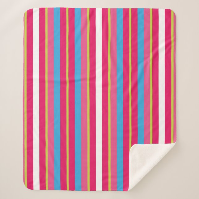 Couverture Sherpa Fun Coloré Multi Stripes (Devant)