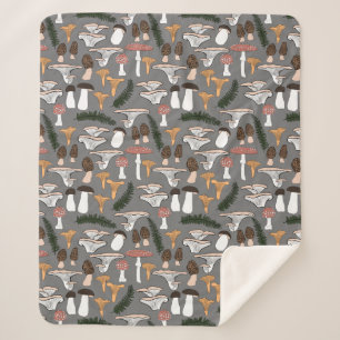 Couverture Sherpa Fun Fungi Champagne Motif de fougère