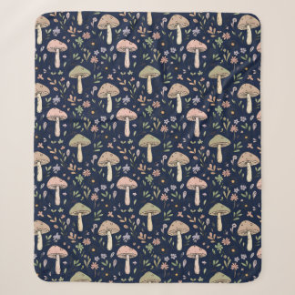 Couverture Sherpa Fungi Navy foncé lunatique | Cadeau de luxe Dark A