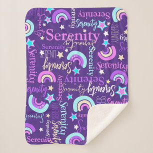 Couverture Sherpa Funky arc-en-ciel étoiles violette filles nom colo