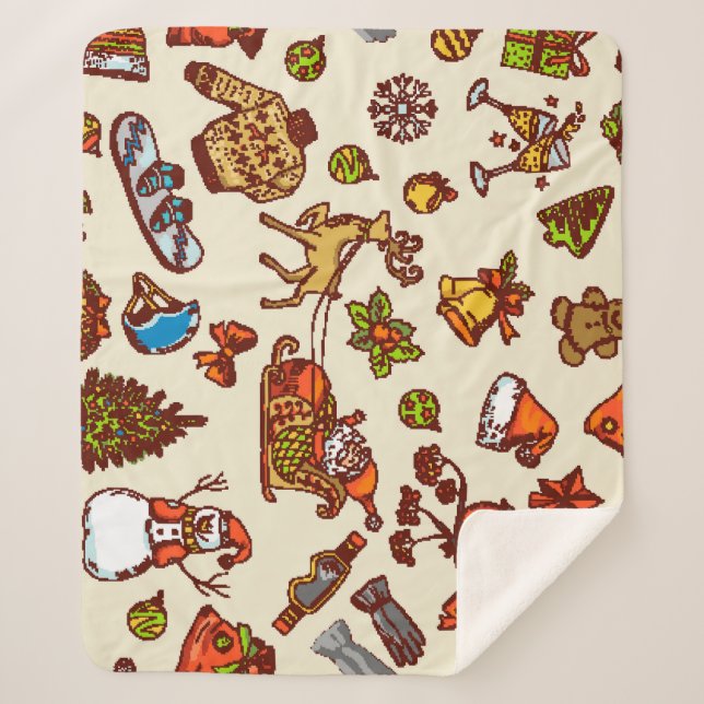 Couverture Sherpa Funky Holidays Vintage Christmas Icons (Devant)