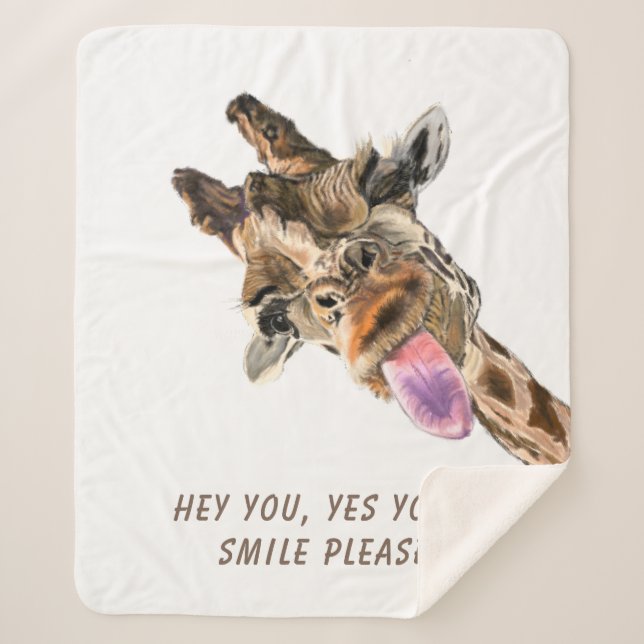 Couverture Sherpa Funny Blanket Sherpa avec Giraffe Joueuse - Smile (Devant)