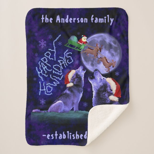 Couverture Sherpa Funny Christmas Wolf Pun Happy Howlidays | Personn (Devant)