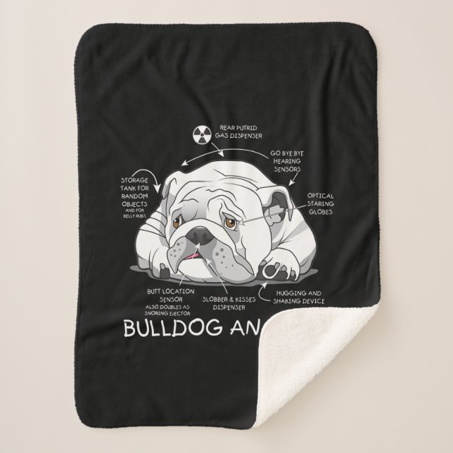 Couverture Sherpa Funny Cute English Bulldog Anatomie de la biologie (Devant)
