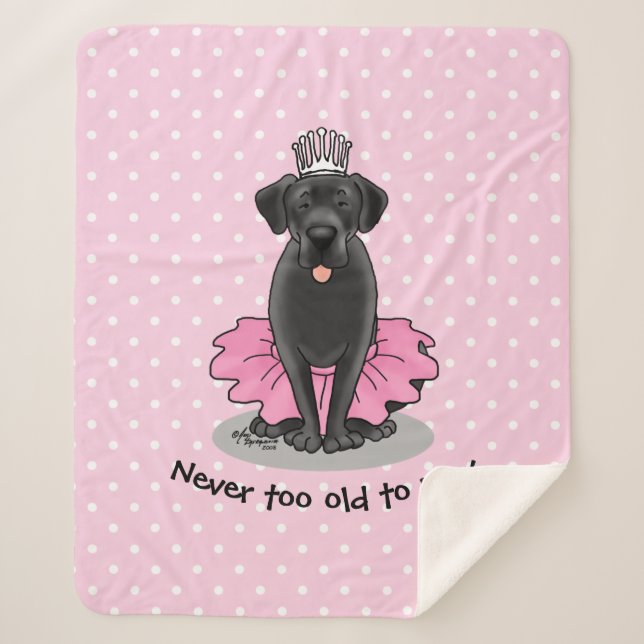 Couverture Sherpa Funny Dog Ballet Princess Black Lab Retriever (Devant)