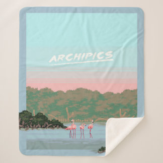 Couverture Sherpa Funny Four Famingo Lovers | Flamant rose Cadeaux L