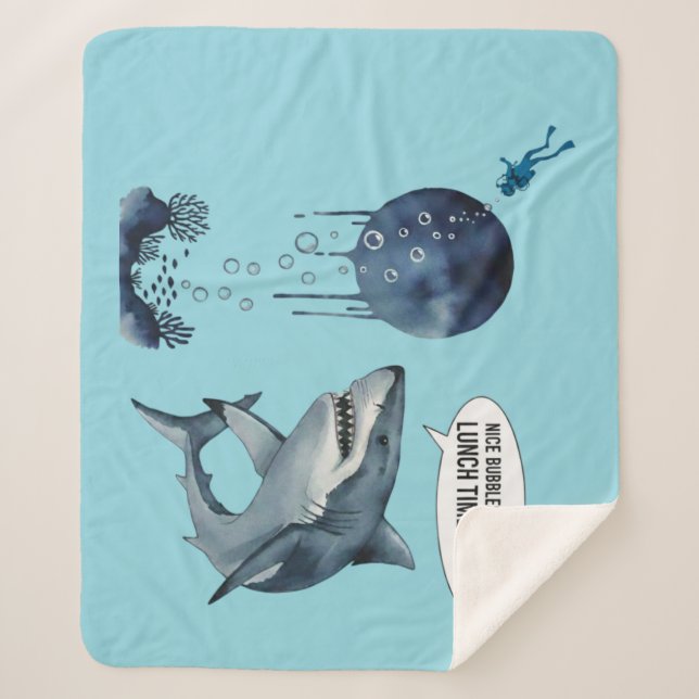Couverture Sherpa Funny shark diver lunch time :nice bubbles bro (Devant)