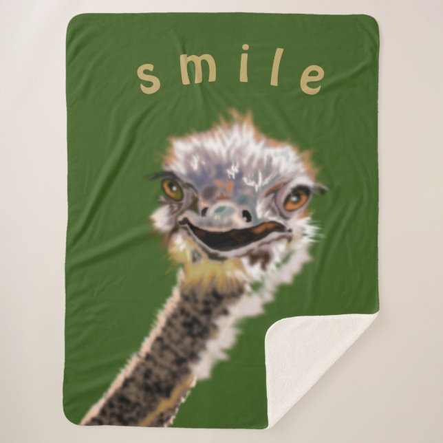 Couverture Sherpa Funny Sherpa Blanket Happy Ostrich Smile (Devant)
