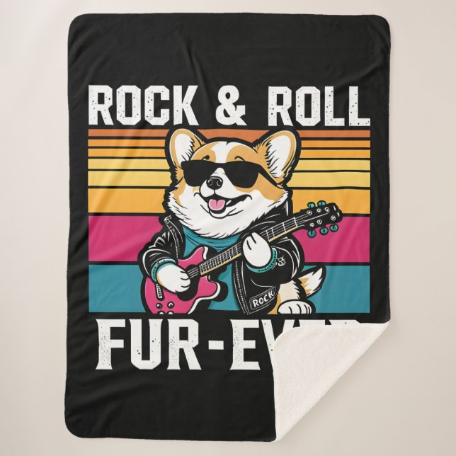Couverture Sherpa Fur-Ever Rock & Roll With A Rockin Corgi (Devant)