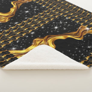 Couverture Sherpa Galerie opulente en flux d'or liquide noir monochr