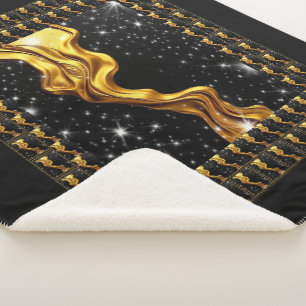 Couverture Sherpa Galerie Opulente Stream Full Liquid Gold Noir Mono