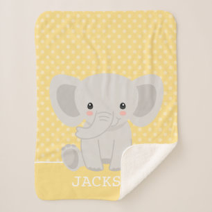 Couverture Sherpa Garçon personnalisé jaune de point de polka