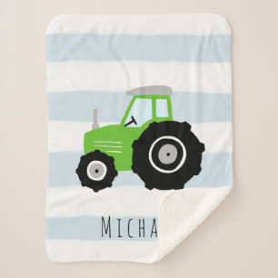 Couverture Sherpa Garçons Joli et moderne tracteur vert de ferme En