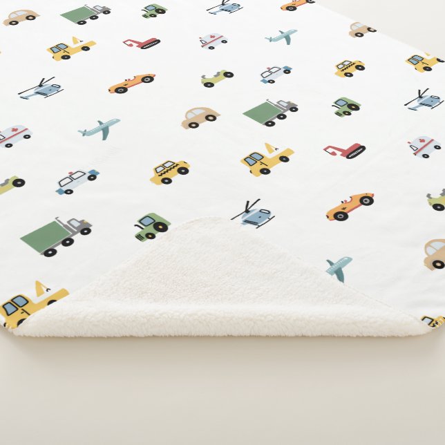 Couverture Sherpa Garçons transport mignonne Motif automobile Monogr (3/4)