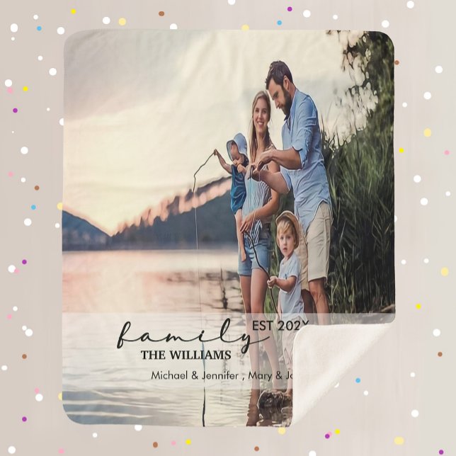 Couverture Sherpa Gardien de famille élégant | Photo complète person ( Full Photo calligraphy Family Sherpa Blanket)