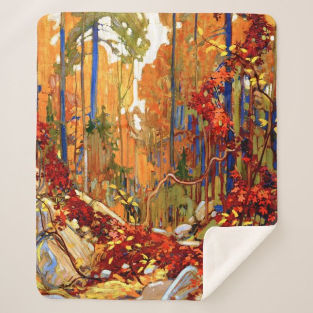 Couverture Sherpa Garland d'automne, célèbre peinture, (Devant)