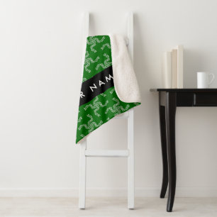 Couverture Sherpa Garland de Noël, Vert, Votre nom, Personnaliser
