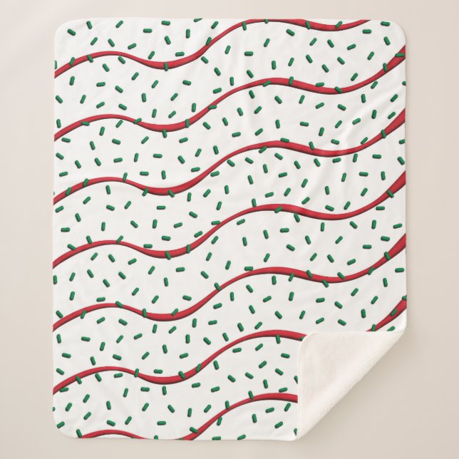 Couverture Sherpa Gâteau de Noël Rayure Rouge Glaçage Sprinkles Vert (Devant)
