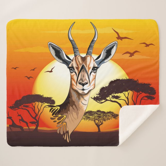Couverture Sherpa Gazelle Antelope africaine animal sauvage (Devant (Horizontal))