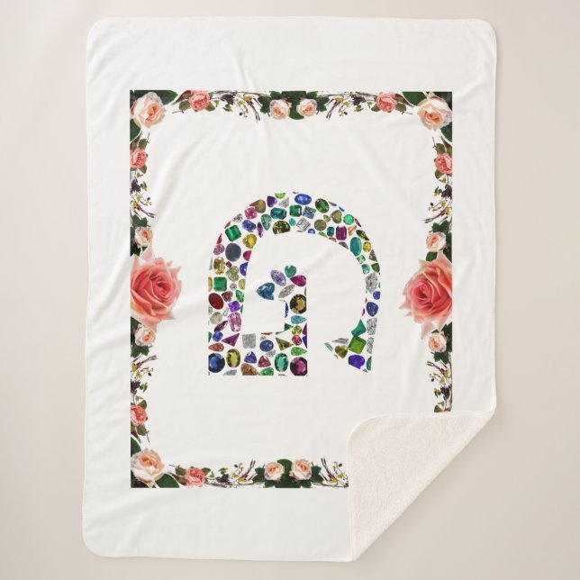 Couverture Sherpa Gemstone Diamond Initial G Monogramme Art (Devant)