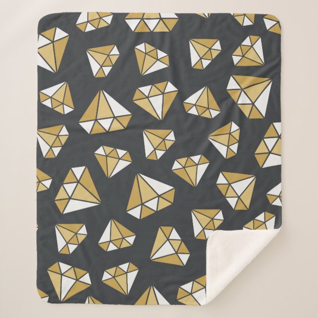 Couverture Sherpa Gemstone Thème Vintage Motif sans couture. (Devant)