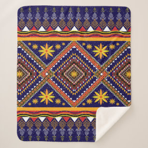 Couverture Sherpa Géométrique ethnique oriental ikat motif tradition