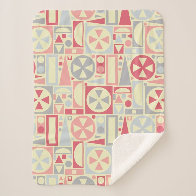 Couverture Sherpa Géométrique rétro 1950 Midsiècle moderne rose (Devant)