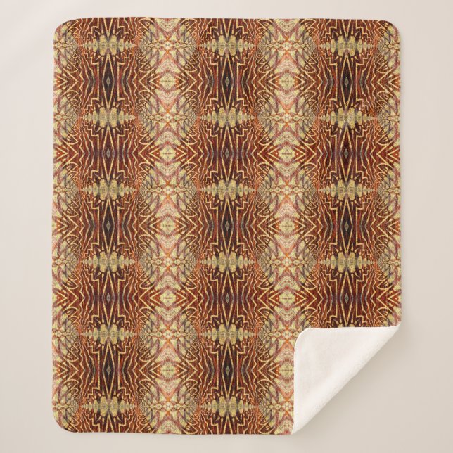Couverture Sherpa Géométrique Russe Boho Brown Tribal Ethnique Triba (Devant)