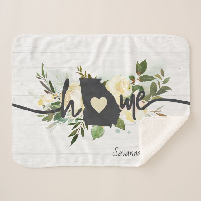 Couverture Sherpa Georgia State Personnalisé Votre Maison Ville Rust (Devant (Horizontal))