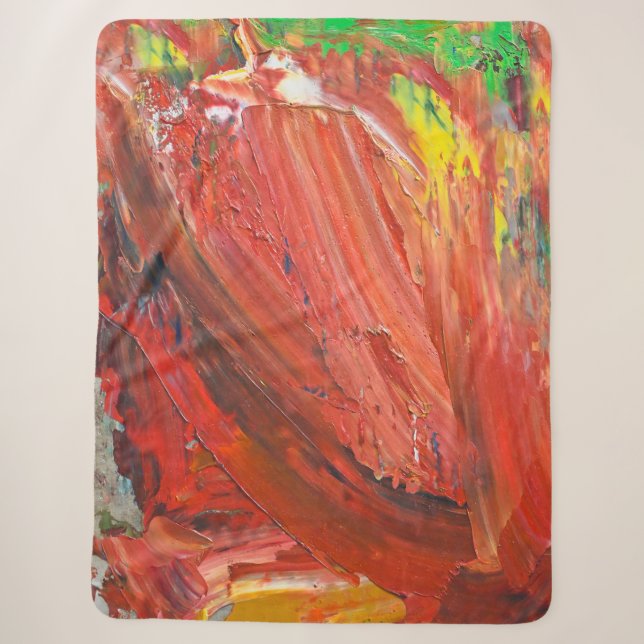 Couverture Sherpa Geste Vertical Abstrait en Rouge (Devant)