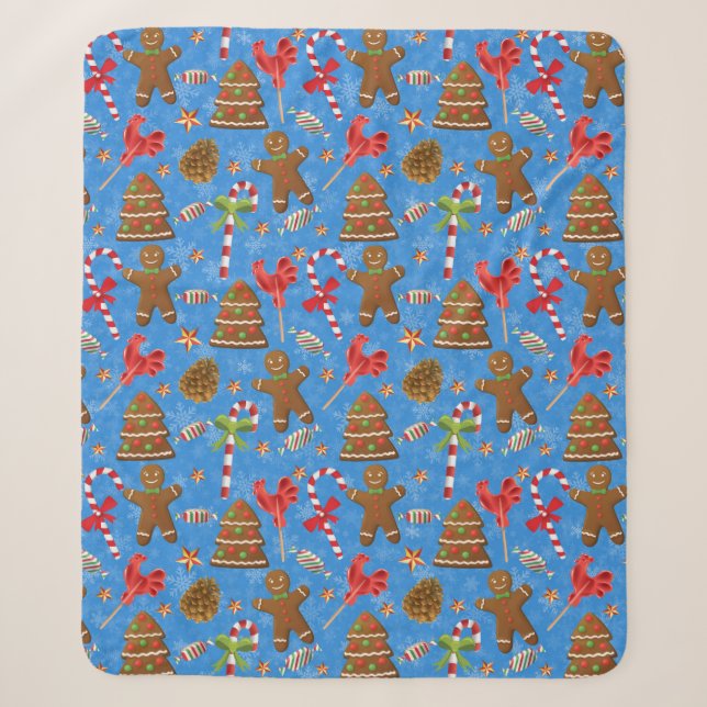 Couverture Sherpa Gingerbread Man, Candy et lollipop (Devant)