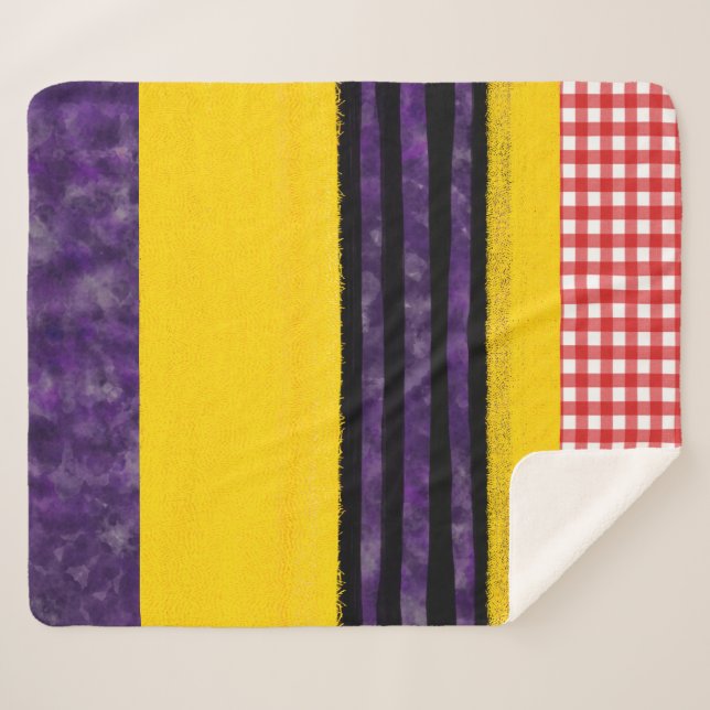 Couverture Sherpa Gingham violet jaune  - Rupydetequila 2022  (Devant (Horizontal))