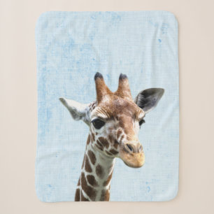 Couverture Sherpa Girafe Pastel Bleu Peekaboo Nurserie Minimaliste