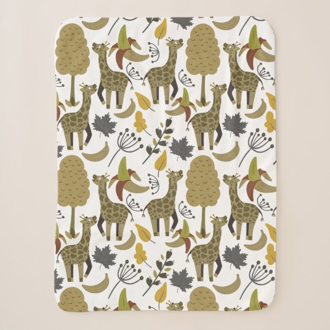 Couverture Sherpa Girafe sans couture motif jaune blanc haute (Devant)
