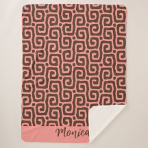 Girly pink &brown Abstract  monogram name pattern
