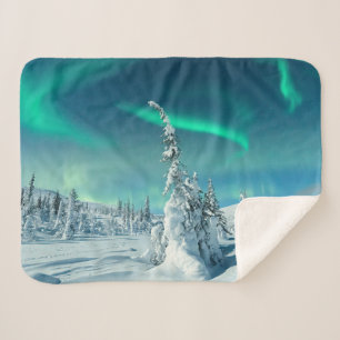 Couverture Sherpa Glace et neige   Northern Lights, Laponie, Finland