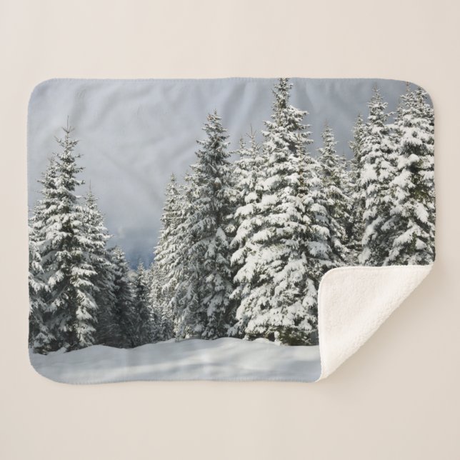 Couverture Sherpa Glace et neige | Pine Woodland, Autriche (Devant (Horizontal))