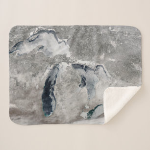 Couverture Sherpa Glace Sur Les Grands Lacs, États-Unis.