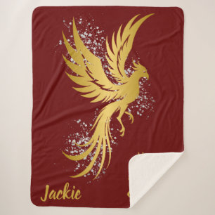 Couverture Sherpa Glam Gold Phoenix Silver Parties scintillant Monog