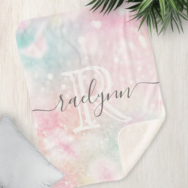 Couverture Sherpa Glam Parties scintillant rose Pastel Motif fille (Créateur téléchargé)