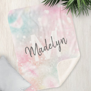 Couverture Sherpa Glam Parties scintillant rose Pastel Motif fille