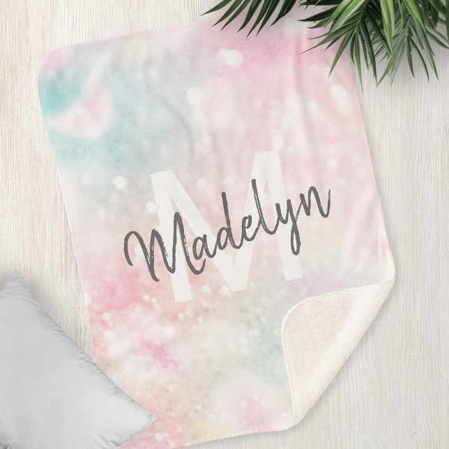 Couverture Sherpa Glam Parties scintillant rose Pastel Motif fille (Créateur téléchargé)