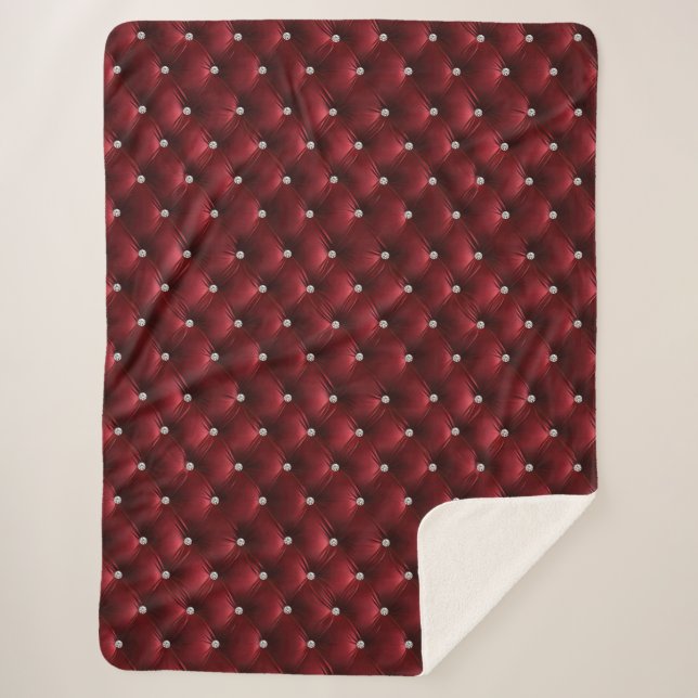 Couverture Sherpa Glam Red Faux Velvet de luxe (Devant)