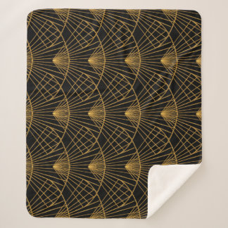 Couverture Sherpa Glamour Art Déco : Ventilateur D'Or.
