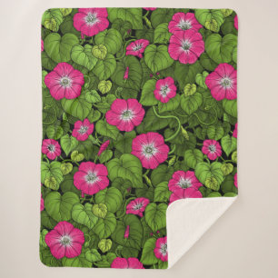 Couverture Sherpa Gloire du matin en rose et vert